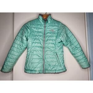 Girl's‎ The North Face reversible puffer TEAL jacket, size M 10/12 Fleece